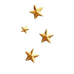 Four shiny gold stars, varying sizes, floating on a clean white background