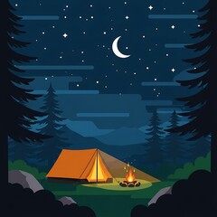 Night Camping Scene.