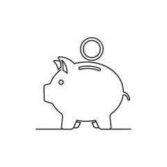 Fototapeta premium Cute Piggy Bank Icon with Coin for Financial Savings and Budgeting