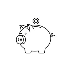 Obraz premium Cute Cartoon Piggy Bank with Coin Falling for Financial Savings Concept