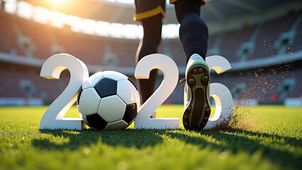 A soccer ball is poised between bold "2026"&mdash;evoking anticipation, pride, and the thrill of global play.
