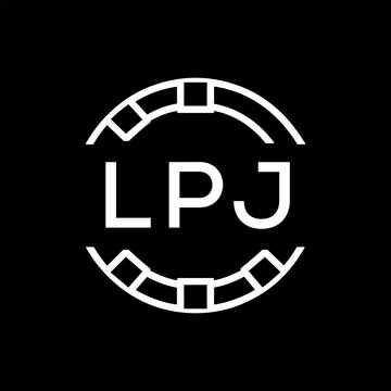 Clean Line Art Monogram Emblem for Brands, LPJ  Later Logo, Unique Letter Logo with Circular Motif, 
