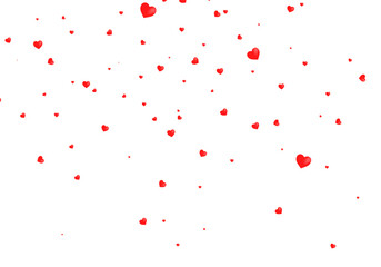 Valentines day background, falling heart confetti. Romantic red border, elegant wedding celebration card design.