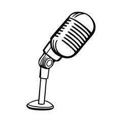 Vintage microphone isolated on white background for music and audio studio use