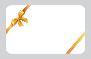 Minimalist white gift voucher with golden bow and ribbon