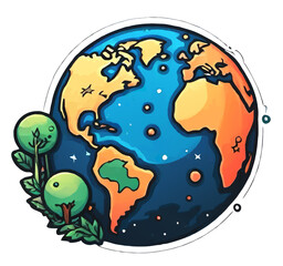 world map earth globe rainforest area cartoon vector illustration