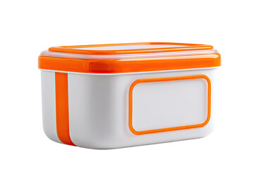 Orange and white rectangular food container