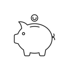 Obraz premium Minimalist Illustration of a Piggy Bank with Coin for Saving Money Concept