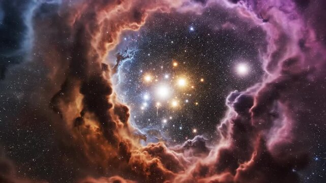 Planet Earth in Space Surrounded by Stars and Nebula