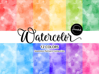 色違いのシームレスパターンのセット 水彩