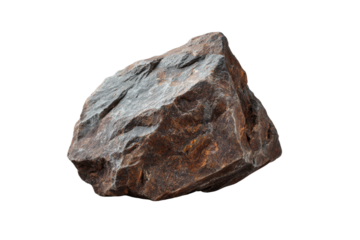 Rough textured brown and grey stone isolated on black background rock boulder, Png, Isolated on Transparent Background, Cut Out