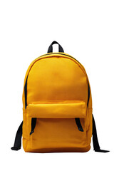 Bright yellow backpack, front view, simple design