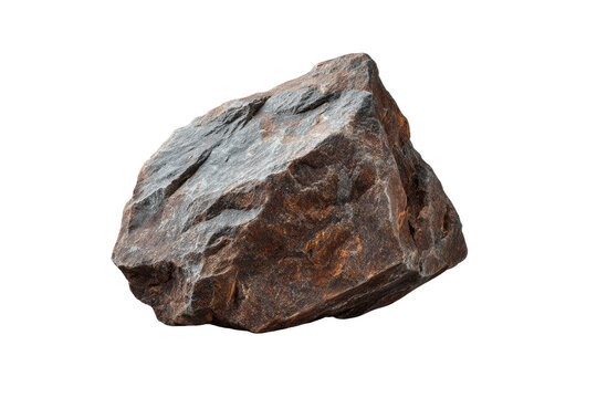 Rough textured brown and grey stone isolated on black background rock boulder, Png, Isolated on Transparent Background, Cut Out
