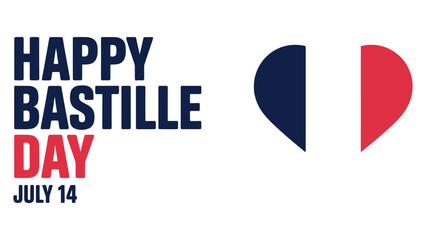 Happy Bastille Day July 14 typography design with French tricolor symbol for national celebration, patriotism and France independence concept © muhammad