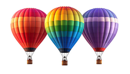 Fototapeta premium Vivid, multi-colored hot air balloons ascend, showcasing a spectrum of hues against black