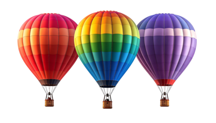 Vivid, multi-colored hot air balloons ascend, showcasing a spectrum of hues against black