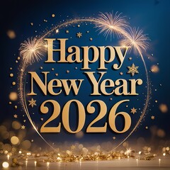 Welcome 2026 with a Vibrant New Year Greeting, Beautifully Designed, Happy New Year 2026 Wishes, Minimal modern, artwork, decorative swirls, Bright and Inspiration, photorealistic image, background,