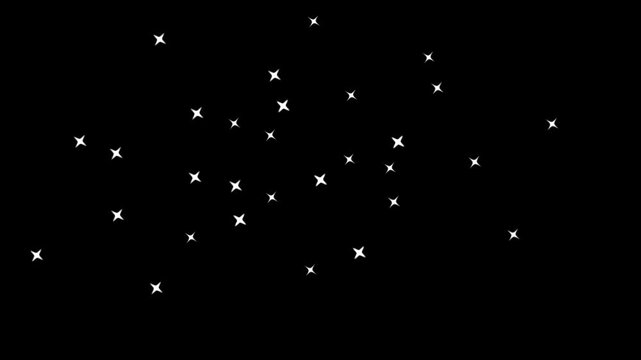 Twinkle star glitter sparkle, shine twinkle magic, glowing sparkle effect, star sparkle vector doodles, flat  twinkle stars, retro shine movement on black screen background. 4K