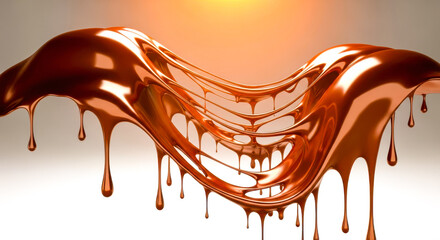 Flowing Liquid Chocolate on White Background.