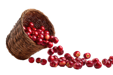 A woven basket overflowing with plump, red berries