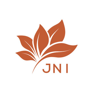 Modern Abstract Botanical Logo with Leaf Motif and Letter mark JNI  Later Logo,

