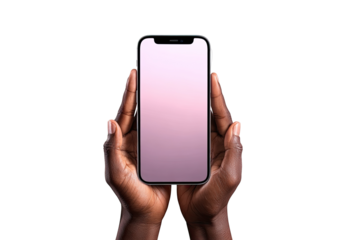 Smartphone held by hands, blank screen (1)