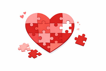  Illustration of Heart Puzzle Nearly Complete for Love