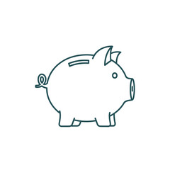 Obraz premium Minimalist Line Art of Round Piggy Bank with Coin Slot for Savings Concept