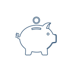 Obraz premium Minimalist Line Illustration of Piggy Bank with Coin for Savings Concept