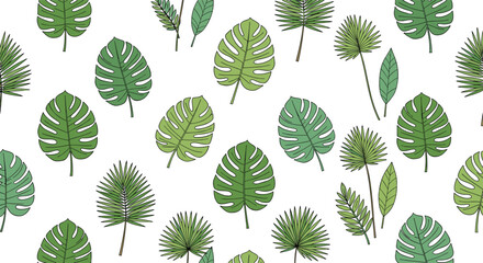 Naklejka premium Seamless Tropical Leaves Pattern for Summer Designs.