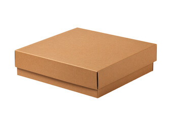 Light brown cardboard box, square, flat