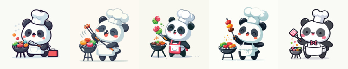 cute panda vector is grilling meat © Jefri Syahputra BKL