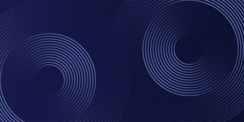 Abstract blue glowing geometric lines on dark blue background. Modern shiny blue circle lines pattern. Vector eps 10