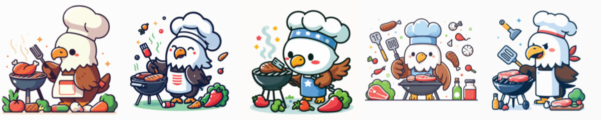 cute eagle vector is grilling meat © Jefri Syahputra BKL
