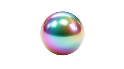 A vibrant, iridescent sphere against a black background.  Its surface reflects light in a spectrum of colors