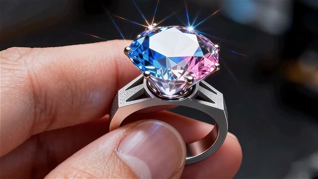 Diamante  montado en un anillo de metal 