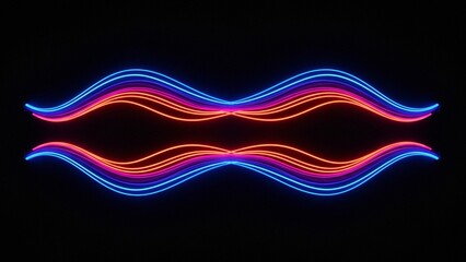 Vibrant Neon Wavy Glow Lines Abstract Dark Background
