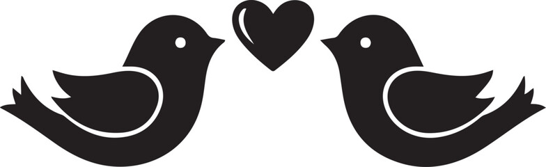 Love Birds Heart Logo Silhouette Vector.