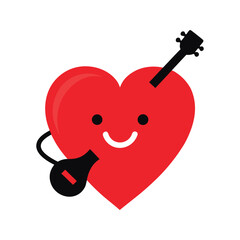 heart holding guitar vector