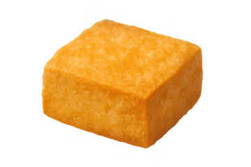 Golden fried tofu cube for vegan cooking