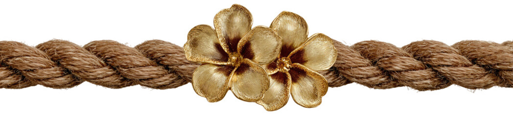 Light beige flower design on a twisted brown rope