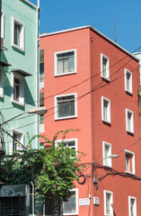 Naklejka premium vibrant colored buildings in Macau china on a sunny day