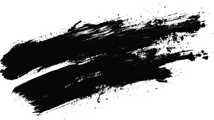 Black brush stroke on white background. Abstract black in splash, paint, brush strokes, stain grunge isolated on white background, Black staine brush, grunge banner, hand drawn splash,	

