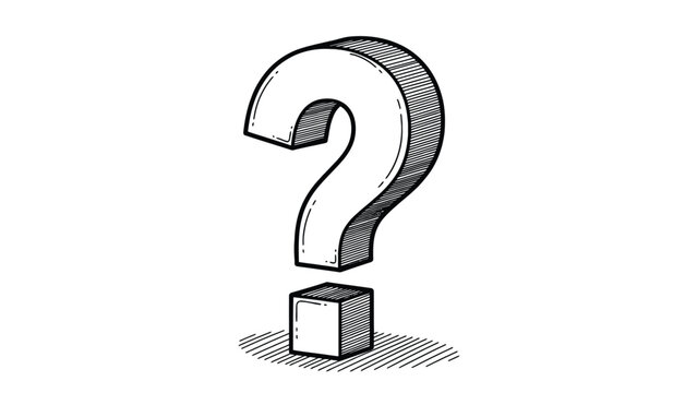 Question Mark Illustration: Stylized Hand-Drawn Symbol of Inquiry, Curiosity, Uncertainty, Mystery, and Knowledge