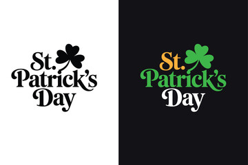 St. Patrick's Day logos displayed on contrasting backgrounds with shamrock emblem