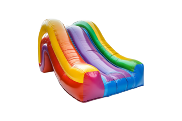 Large colorful outdoor inflatable slide toy designed for playful fun Isolated on a Transparent Background