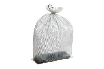 Lightweight Laundry Waste Bag Made from Breathable Net Fabric Isolated on a Transparent Background