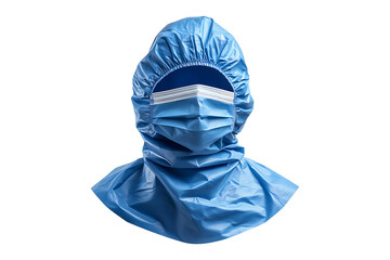 Medical protective plastic hood with secure face mask Isolated on a Transparent Background