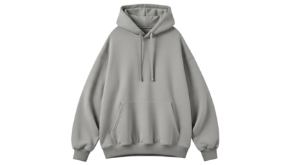 A gray hoodie features a comfortable and stylish design in a studio shot against black background.