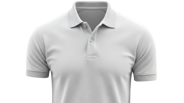 A minimalist, monochromatic rendering of a white polo shirt, emphasizing texture and clean design. - Powered by Adobe